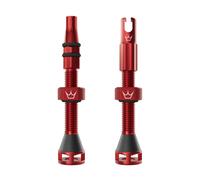 Peaty's Holeshot Fast Flow Valvole Tubeless - Design ad Alto Flusso e Anti-Intasamento, Montaggio Rapido Pneumatici, Alluminio 7075, Valvole Bici Compatibili con Inserti Cerchio MTB, 60mm Rosso