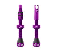 Peaty's Holeshot Fast Flow Valvole Tubeless - Design ad Alto Flusso e Anti-Intasamento, Montaggio Rapido Pneumatici, Alluminio 7075, Valvole Bici Compatibili con Inserti Cerchio MTB, 60mm Viola
