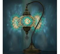 VALVELLO | Lampada A Mosaico | Turchese | Turca Marocchina A Collo Di Cigno, Stile Tiffany, Decorativa In Vetro Per Camera Da Letto, Soggiorno, Regalo Per Occasioni Speciali/Persona Speciale