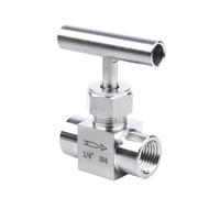 Valvola, 1PCS Valvola a spillo con filettatura femmina in acciaio inossidabile 304 1/8" 1/4" 3/8" 1/2" BSP Controllo del flusso con una maniglia a forma di(0.25 Inch)