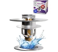 Valvola a cestello da 114 mm o valvola a cestello per lavello da 3 1/2" con troppopieno - scarico lavello + chiave di montaggio + copertura cieca con attacco inferiore 1 1/2" tubo di scarico