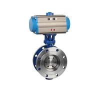 Valvola a farfalla eccentrica a tre flange in acciaio inossidabile Ss304 con attuatore flangiato a doppia azione da 2"~12" 200 mm
