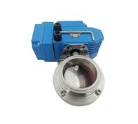 Valvola a farfalla elettrica in acciaio inossidabile SS304 sanitario sanitario D981-X Valvola a farfalla elettrica a tre morsetti 19mm-108mm(76)