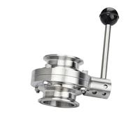 Valvola a farfalla in acciaio inossidabile 304 da 19/25/38/45/51/63 mm, tre morsetti, 50,5/64/77,5 mm(OD19 x Ferrule 50.5)