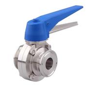 Valvola a farfalla in acciaio inossidabile 304 da 2,4 cm, maniglie comode antiscivolo per un uso più facile, valvola a farfalla a tre morsetti per la produzione di birra, trasformazione alimentare