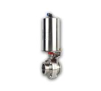 Valvola a farfalla pneumatica da 1-1/4" in acciaio inossidabile 304 Tri Clamp OD 50,5 mm a semplice effetto