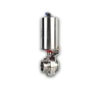 Valvola a farfalla pneumatica da 1" in acciaio inossidabile 304 Tri Clamp OD 50,5 mm a semplice effetto