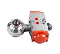 Valvola a farfalla sanitaria in acciaio inossidabile 304 316L con attuatore pneumatico for tubo da 19-108 mm, morsetto Tri-Clamp da 1,5", 2" -4", for birra fatta in casa(108mm Pipe119mm AT75)