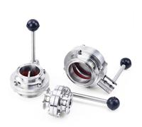 Valvola a farfalla sanitaria in acciaio inossidabile 304 da 3/4“ 1” 1-1/2" 2" 19/32/25/38/51/63 mm, morsetto a tre punti, 50,5/64/77,5 mm(51mm Ferrule 64)