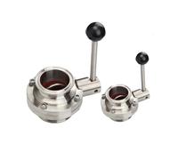 Valvola a farfalla Tri Clamp da 0,5 a 3 pollici in acciaio inossidabile SS304 con attacco rapido manuale e mandrino a morsetto(OD76 x Ferrule 91)