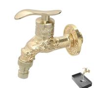 Valvola A Parete Vintage - Miscelatore Decorativo, Becco Dorato Intagliato | Pezzo In Lega Con Design Ancestrale Che Evoca Un Drago Asiatico, Usato Come Punto D'acqua All'aperto O Elemento Retrò Per L