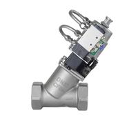Valvola a sede a Y in acciaio inox 304 DN15 facile da installare, valvola a sede angolare pneumatica con solenoide 1 pz.(A-DN32)