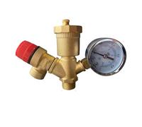 Valvola a sfera, 1/2 ''3/4'' 1'' Gruppo Di Sicurezza Caldaia Valvola In Ottone Limitatrice Pressione Con Manometro For Il Riscaldamento Scaldabagno(1 inch)