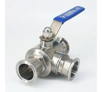 Valvola a sfera a 3 vie in acciaio inossidabile 304 con porta a T 1-1/2" 38 mm Tri morsetto da 1,5" Ghiera O/D da 50,5 mm