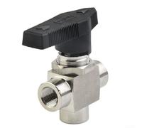 Valvola a sfera a 3 vie in acciaio inossidabile 304 per filettatura femmina BSPP, adatta per acqua, olio, resistente a media pressione, a prova di perdite e facile montaggio (G1/2)