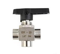 Valvola a sfera a 3 vie in acciaio inossidabile 304 per filettatura femmina BSPP, adatta per acqua, olio, resistente a media pressione, a prova di perdite e facile montaggio (G1/8)