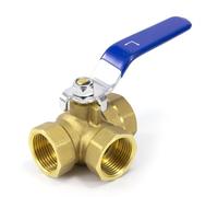 Valvola a Sfera a 3 Vie in Ottone, DN20 3/4 '' Filettatura Femmina Tipo L Valvole a Sfera con Maniglia a Leva in Acciaio Inox per Tubazioni Sistema Idraulico Deviatore di Flusso