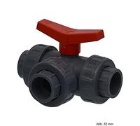 Valvola a sfera, a 3 vie, in PVC, 50 mm, foratura a T