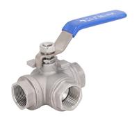 Valvola a sfera a 3 vie L Tipo 304 Filetta femmina in acciaio inossibile 3/4 pollici Valvola a maglietta manuale per tubazioni a vapore ad olio d'acqua Fabbriche di costruzione