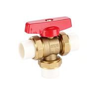 Valvola a sfera a 3 vie tipo L in ottone for tubi PPR da 25 mm, estremità for fusione di prese, deviatore flusso multiporta for sistemi idronici(Brass)