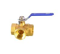Valvola a sfera a 3 vie, Valvola a sfera a 3 vie tipo T tipo L BSP femmina in ottone, diverse misure for acqua, olio, aria e gas(1/2in,Ttype)
