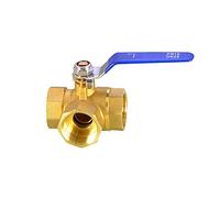 Valvola a sfera a 3 vie, Valvola a sfera a 3 vie tipo T tipo L BSP femmina in ottone, diverse misure for acqua, olio, aria e gas(1in,Ltype)