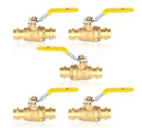 Valvola a sfera a pressione a passaggio completo in ottone da 1/2 pollice for tubi in rame - O-ring resistente, chiusura a 1/4 di, certificata(1 Inch 5Pack)