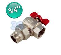 Valvola a sfera a squadra 3/4'' M-F con bocchettone ISO 228 - leva rossa