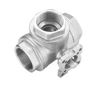 Valvola a sfera a tre vie con piattaforma in acciaio inossidabile SS304 DN65, tipo T/L, filettatura femmina(L Type)
