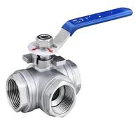 Valvola a sfera a tre vie in acciaio inossidabile 304 con interruttore a fibbia tipo L/T in entrata e due uscite con interruttore a filo interno 6/4 minuti(1",L-type)