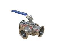 Valvola a sfera a tre vie tipo T da 19 mm, valvola a sfera direzionale a sgancio rapido manuale Tri Clamp in acciaio inossidabile