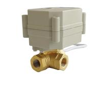 Valvola a sfera attuata BSP/NPT 1/4'' 3/8'' Ottone DN8 DN10 3 vie L/T Gru elettrica for controllo flusso(T Type Flow Plan A,BSP THREAD_TF8-BH3-C 9V-24V_CR401)