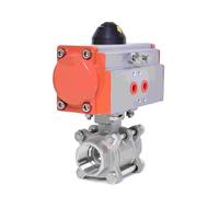 Valvola a sfera con attuatore pneumatico a piattaforma alta DN65, cilindro a doppia azione in acciaio inossidabile 304, 1 pezzo