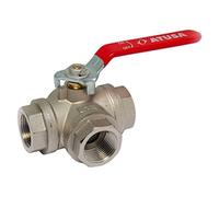 Valvola a sfera con leva 3 vie Atusa F 1/2 in ottone rosso VS130303
