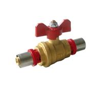 Valvola a sfera con leva a farfalla 16mm per tubo multistrato a pressare