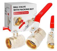 Valvola a Sfera con Manico Leva 1 1/2'' Femmina x 1 1/2'' Femmina Ottone DN40 Intercettazione Rubinetto d'Arresto Acqua Maniglia in Acciaio Strozzatura Restrittore Anello Tenuta Premistoppa