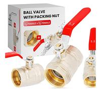 Valvola a Sfera con Manico Leva 1 1/4'' Femmina x 1 1/4'' Femmina Ottone DN32 Intercettazione Rubinetto d'Arresto Acqua Maniglia in Acciaio Strozzatura Restrittore Anello Tenuta Premistoppa