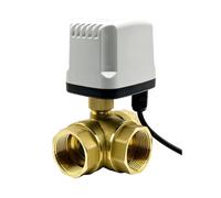 Valvola a sfera elettrica a 3 vie da 1/2 pollici, valvola a sfera in ottone, controllo a due vie e tre linee, 1 pezzo(1",T TYPE_220VAC_CR04)