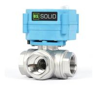 Valvola a sfera elettrica a 3 vie - Robusta valvola di intercettazione dell'acqua multiuso tipo L - Valvola a 3 vie con funzione manuale, attacco standard di U.S. Solido (3/4", AC110-230V)