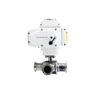 Valvola a sfera elettrica sanitaria a 3 vie da 19 mm, in acciaio inossidabile, a montaggio rapido, tipo T/L, Tri-Clamp, motorizzata, 220 V 24 V(L TYPE-220VAC)