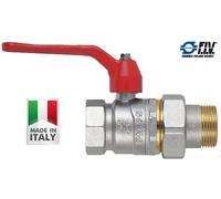 VALVOLA A SFERA FEMMINA CON BOCCHETTONE DA 1" CON LEVA ALLUMINIO ROSSA