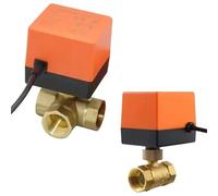 Valvola a sfera filettata elettrica in ottone AC 220V DC 12V 24V Solenoide a 2 vie e 3 fili DN15/20/25/32/40/50 1 pz(DN40,220V_3 WAY)