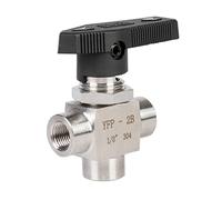 Valvola a sfera filettata femmina a 3 vie in acciaio inossidabile 304 1/8quot; 1/4quot; 3/8quot; 1/2quot; 3/4quot; Valvola a sfera ad alta pressione ad alta temperatura(1/2")