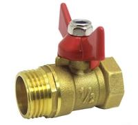 Valvola a sfera filettata in ottone da 1/2" progettata per tubi dell'acqua con meccanismo a sfera rotante per evitare perdite e regolazione precisa del flusso