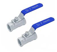 Valvola a sfera, filettatura interna, 1/2", mini valvola a sfera in acciaio inox 304, con manico a leva, valvola di intercettazione manuale, valvola a sfera, confezione da 2