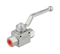 Valvola a sfera idraulica a 2 vie per BSP, acciaio al carbonio, controllo manuale, valutazione pressione 500 bar, tenuta in nitrile per funzionamento perdite (G1/4)