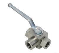 Valvola a sfera idraulica manuale a 3 vie G1/4-G3/4 per BSP Acciaio al carbonio 500 Bar Valvola a T ad alta pressione Guarnizione dura per l'industria petrolifera (G3/4)