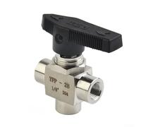 Valvola a sfera in acciaio inossidabile 304 a 3 vie per applicazioni con filettatura femmina BSPP per acqua olio Costruzione compatta resistente ad alta pressione alle medie temperature (G1/8)