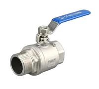Valvola a sfera in due pezzi in acciaio inossidabile 304 1/4 3/8 1/2 "3/4" 1 "2" BP Filettatura maschio e femmina Acqua Gas Olio Interruttore Adattatore di montaggio(1-1/2")