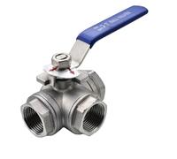 Valvola a sfera in ottone a 3 vie, 1 valvola a sfera a 3 vie con attacco T/L femmina BSP da 1/4", 3/8", 1/2", in acciaio inossidabile, adattatore for acqua, olio, aria e gas(L Type,1.5 Inch)